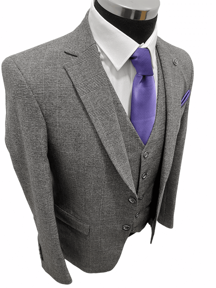 Grey Check Three Piece Suit