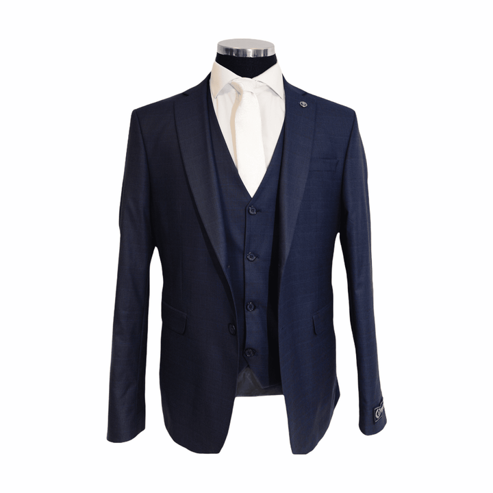 Navy Subtle Check Three Piece Suit