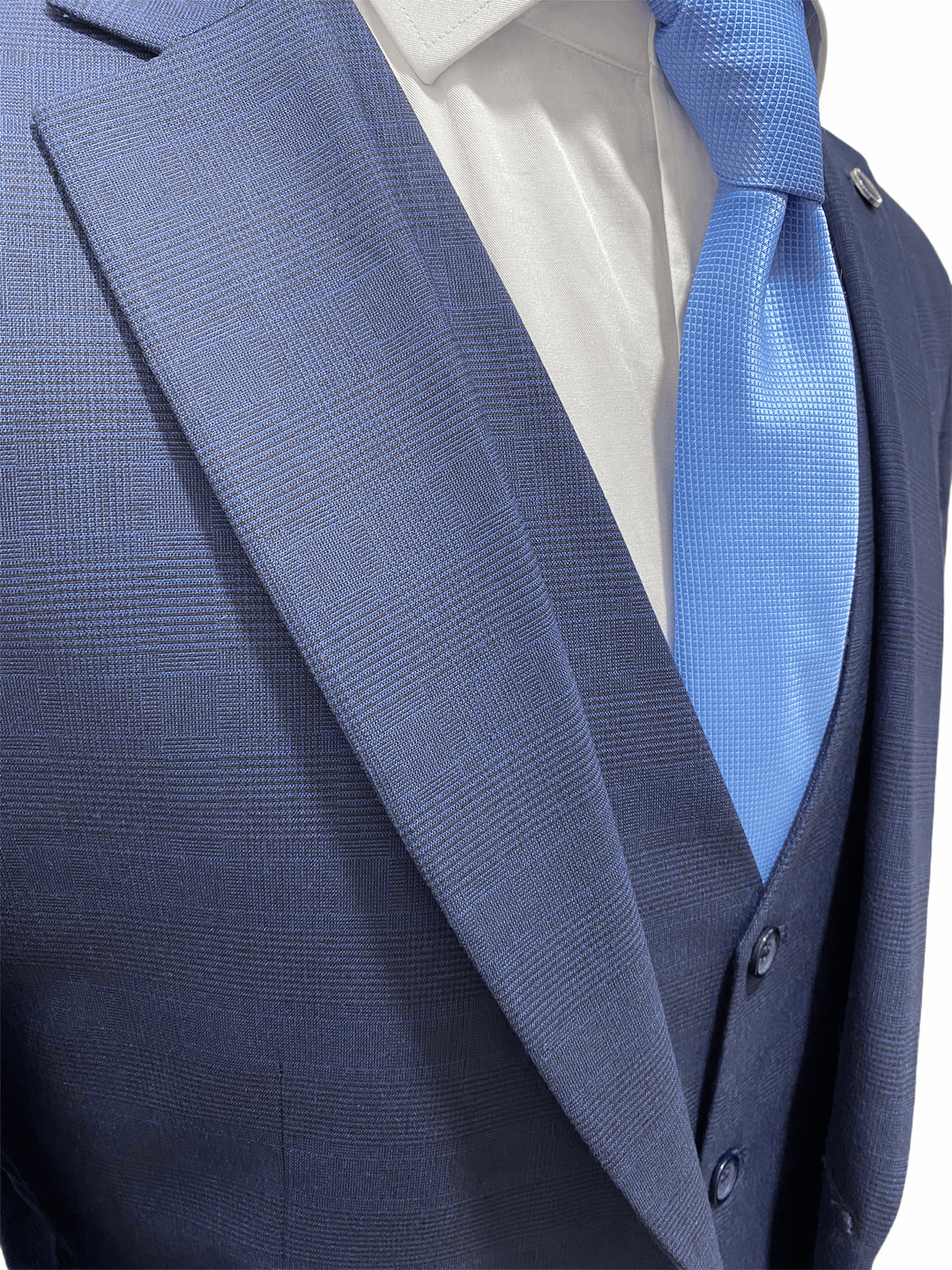 Navy Subtle Check Three Piece Suit