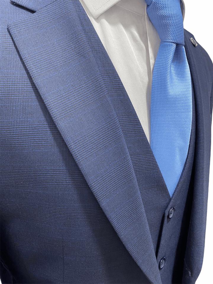 Navy Subtle Check Three Piece Suit
