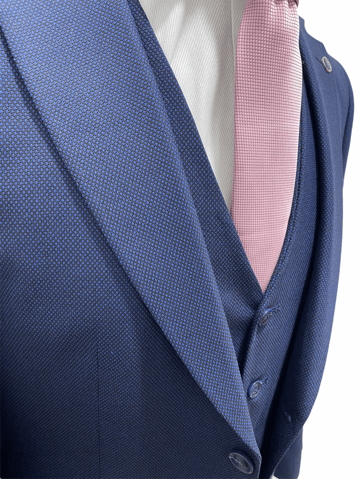 Navy Three Piece Print Suit