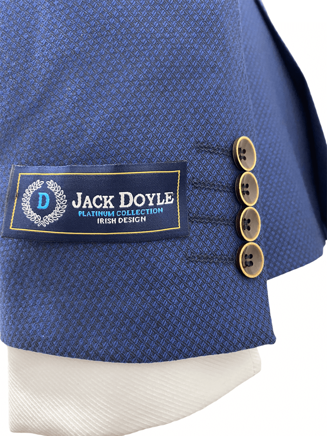 Royal Three Piece Print Suit With Brown Buttons