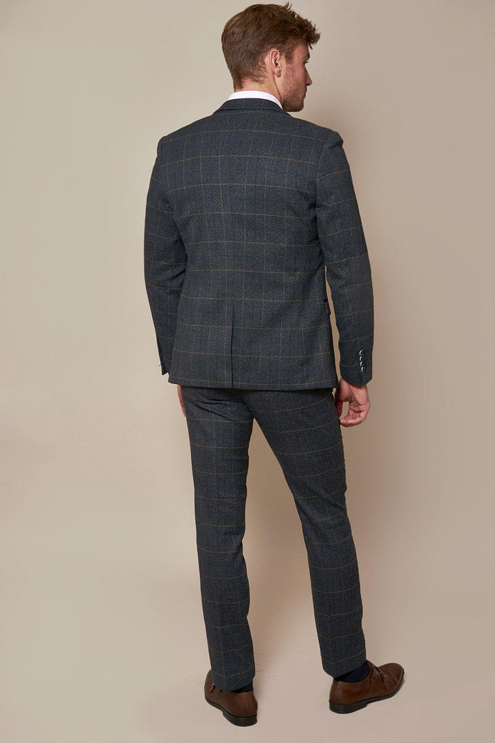 Scott Blue Check Three Piece Suit