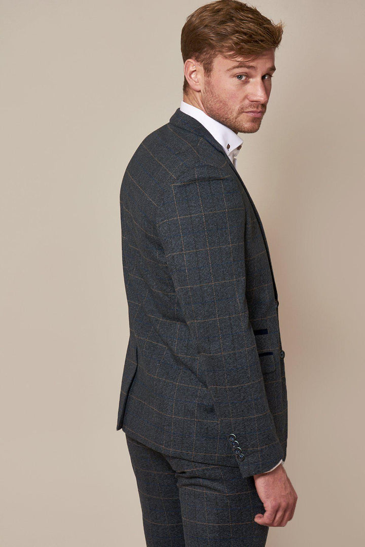 Scott Blue Check Three Piece Suit