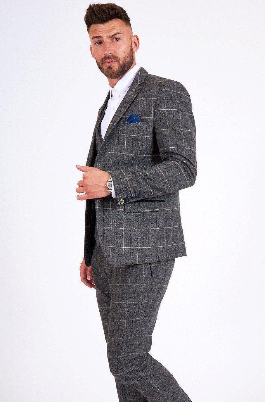 Scott Grey Check Three Piece Suit