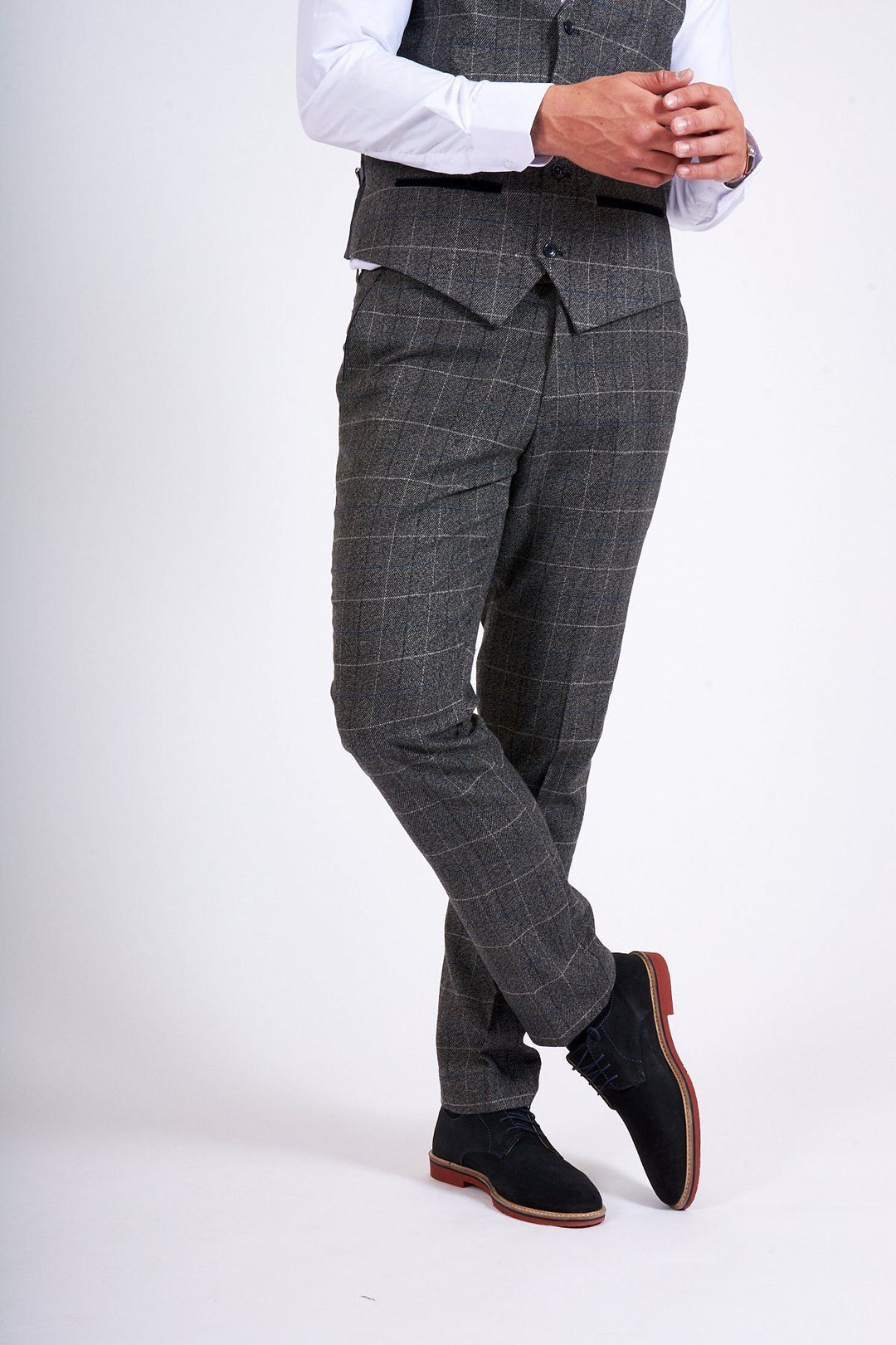 Scott Grey Check Three Piece Suit