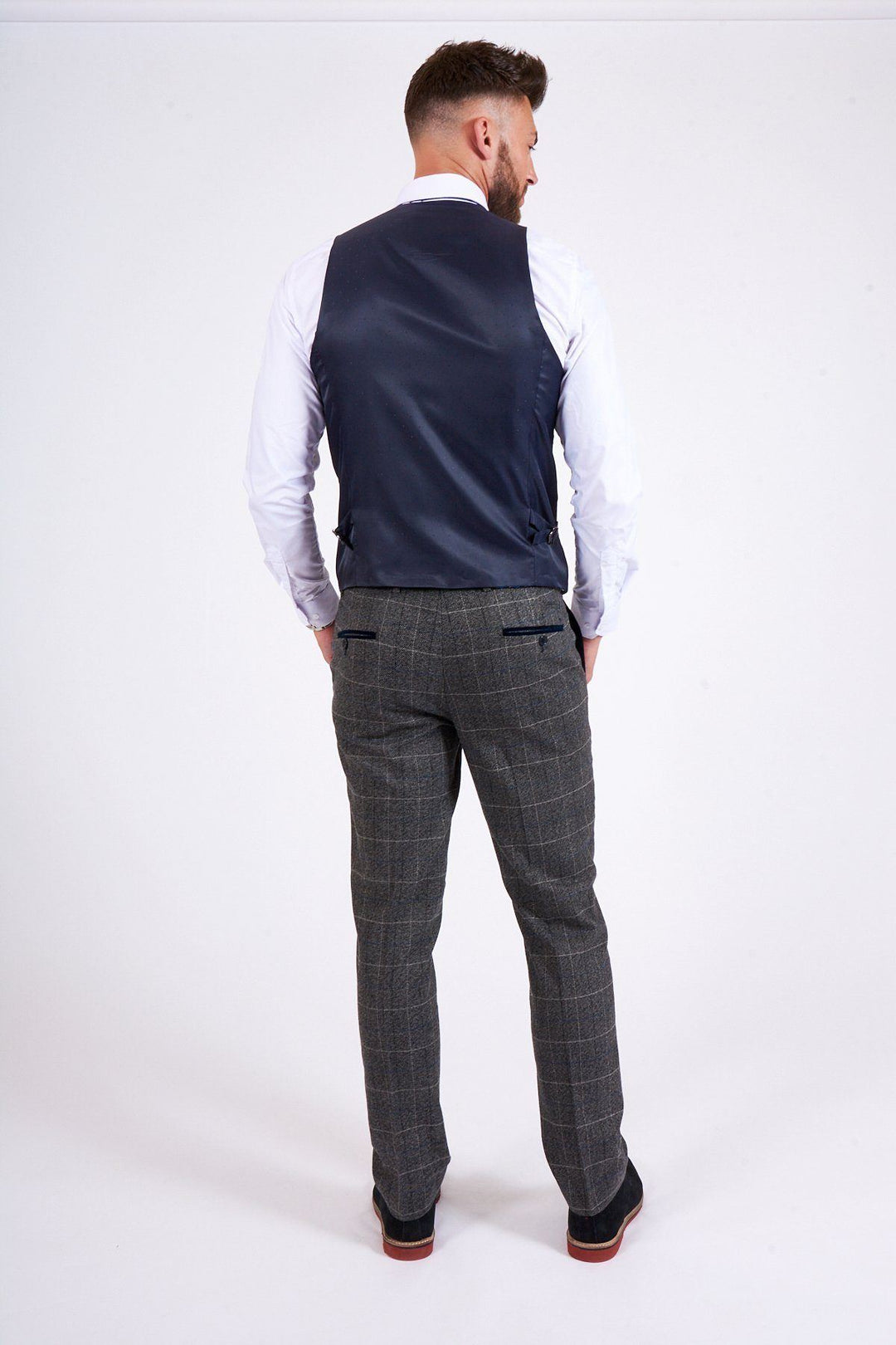 Scott Grey Check Three Piece Suit