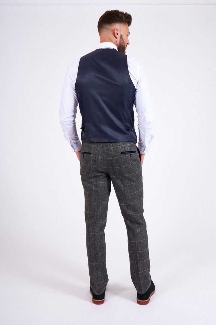 Scott Grey Check Three Piece Suit
