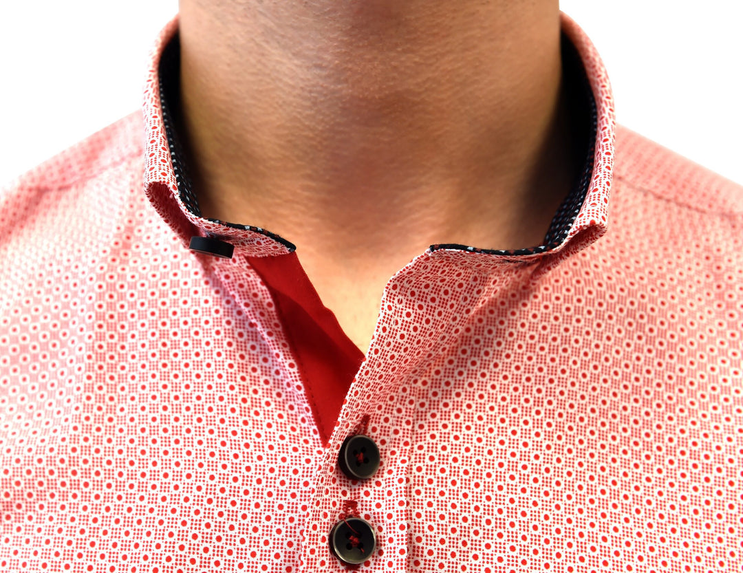 Red Print Shirt With Button Down Collar