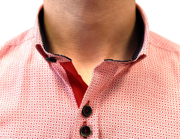 Red Print Shirt With Button Down Collar