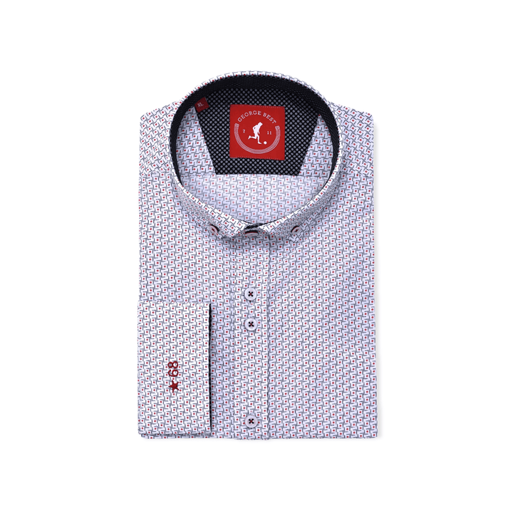 White Tailored Fit Print Shirt