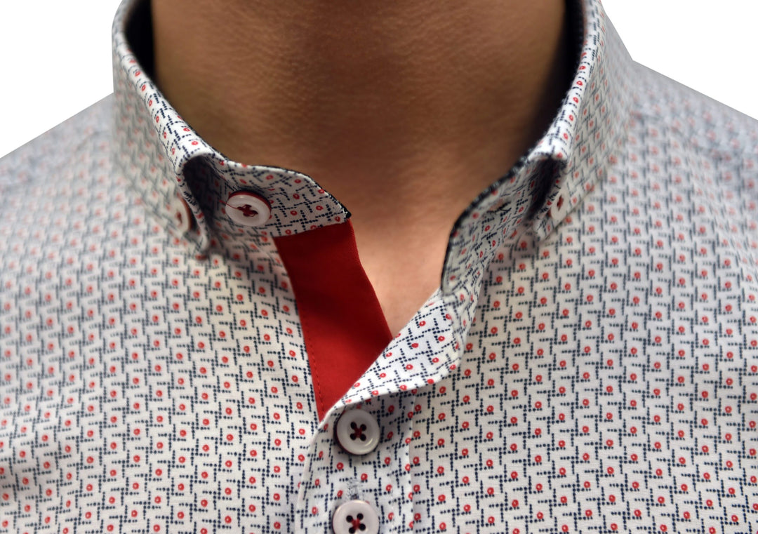 White Tailored Fit Print Shirt