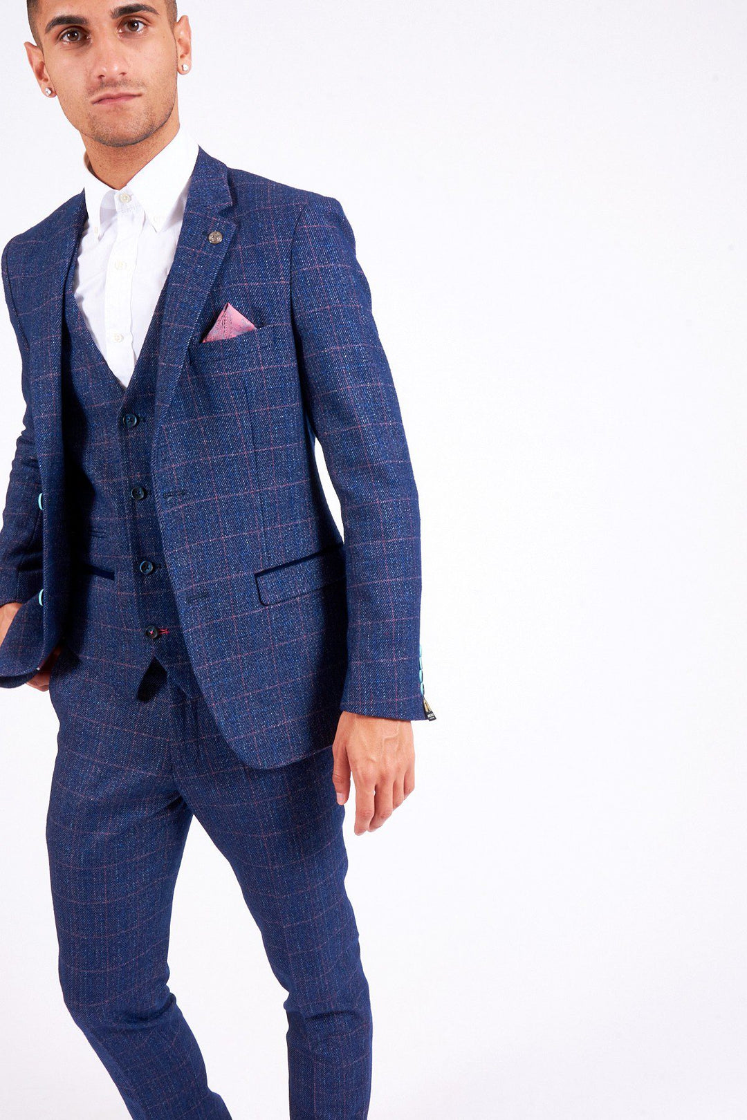 Harry Indigo Tweed Check Three Piece Suit
