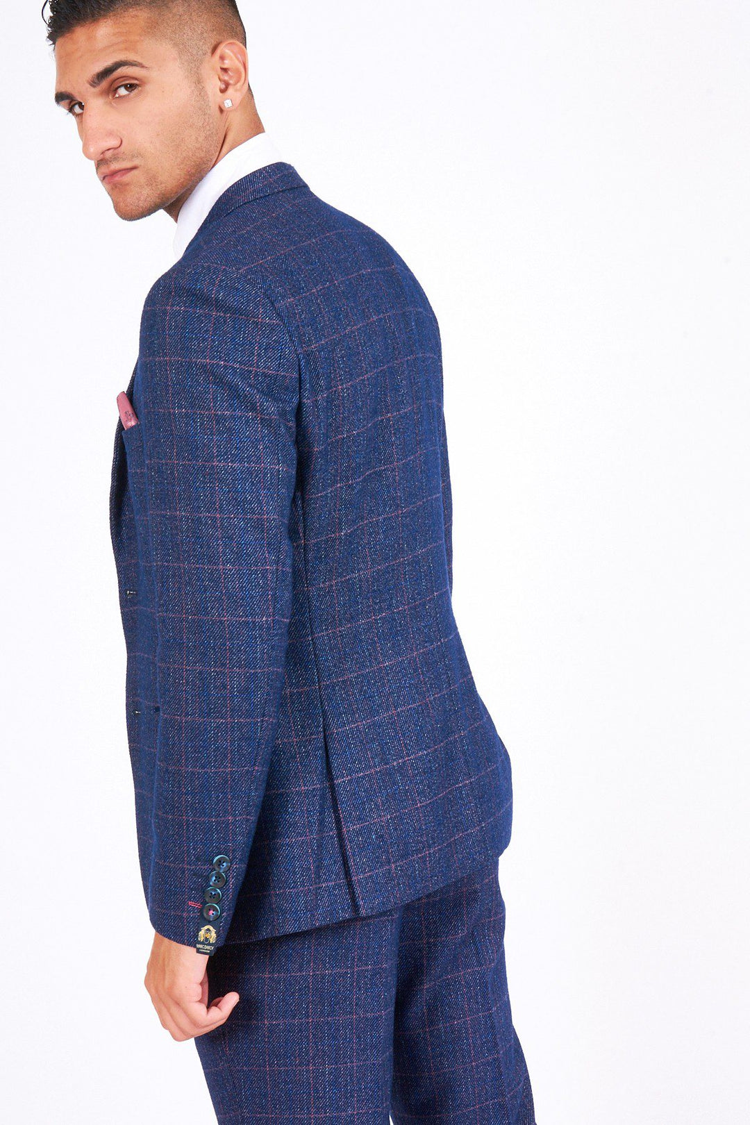 Harry Indigo Tweed Check Three Piece Suit