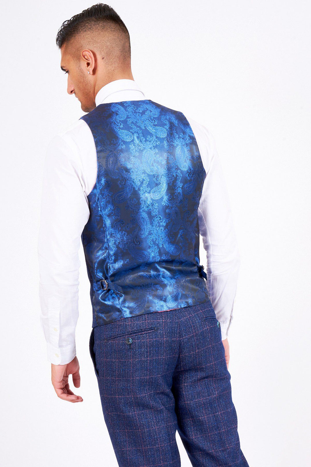Harry Indigo Tweed Check Three Piece Suit