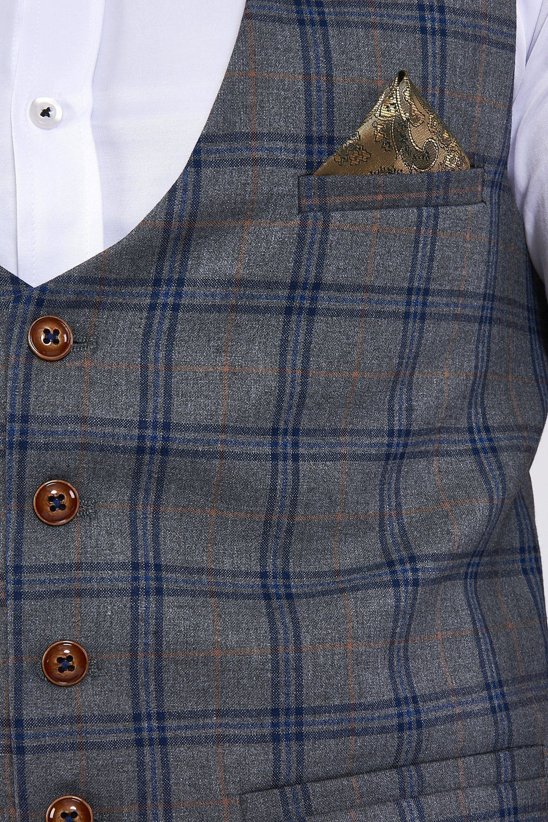Logan Grey Check Suit with Single Breasted Waistcoat