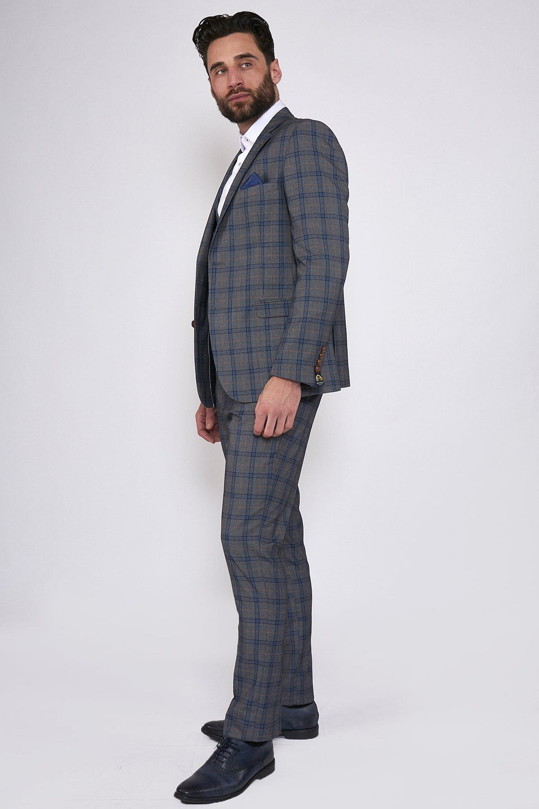 Logan Grey Check Suit with Single Breasted Waistcoat