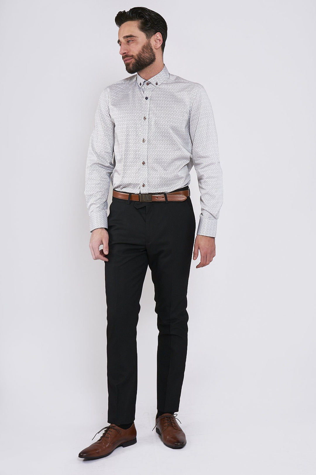 Max Black Three Piece Suit with Contrast Buttons
