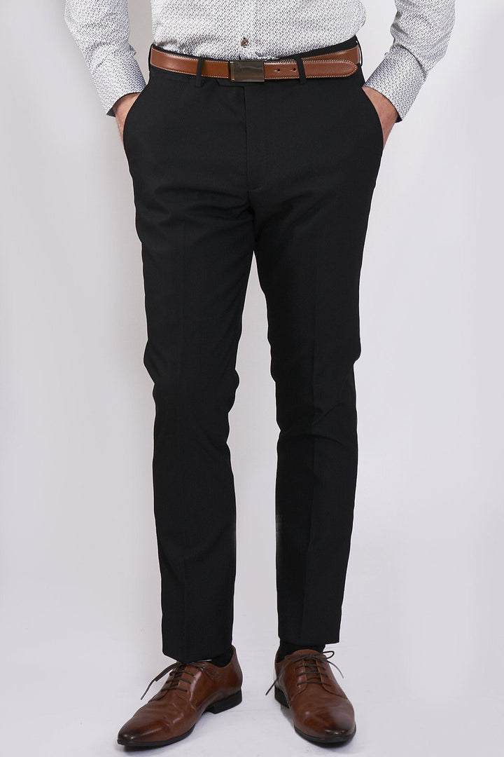Max Black Three Piece Suit with Contrast Buttons