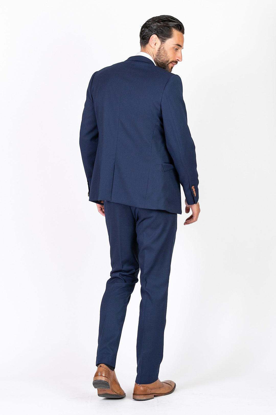 Max Royal Blue Three Piece Suit With Contrast Buttons