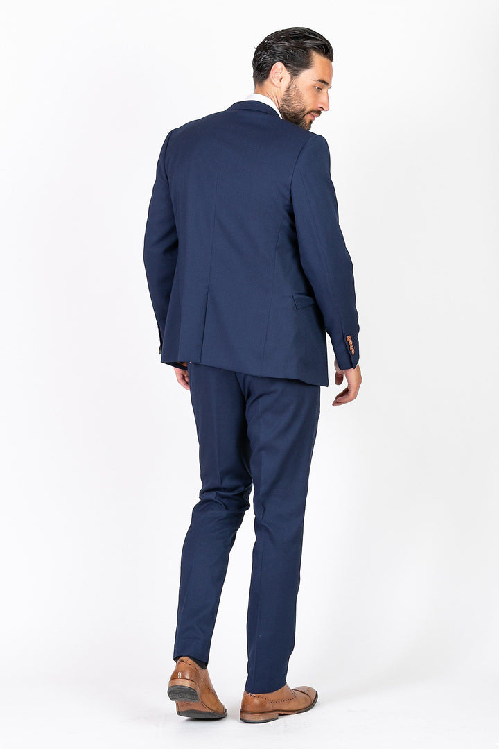 Max Royal Blue Three Piece Suit With Contrast Buttons