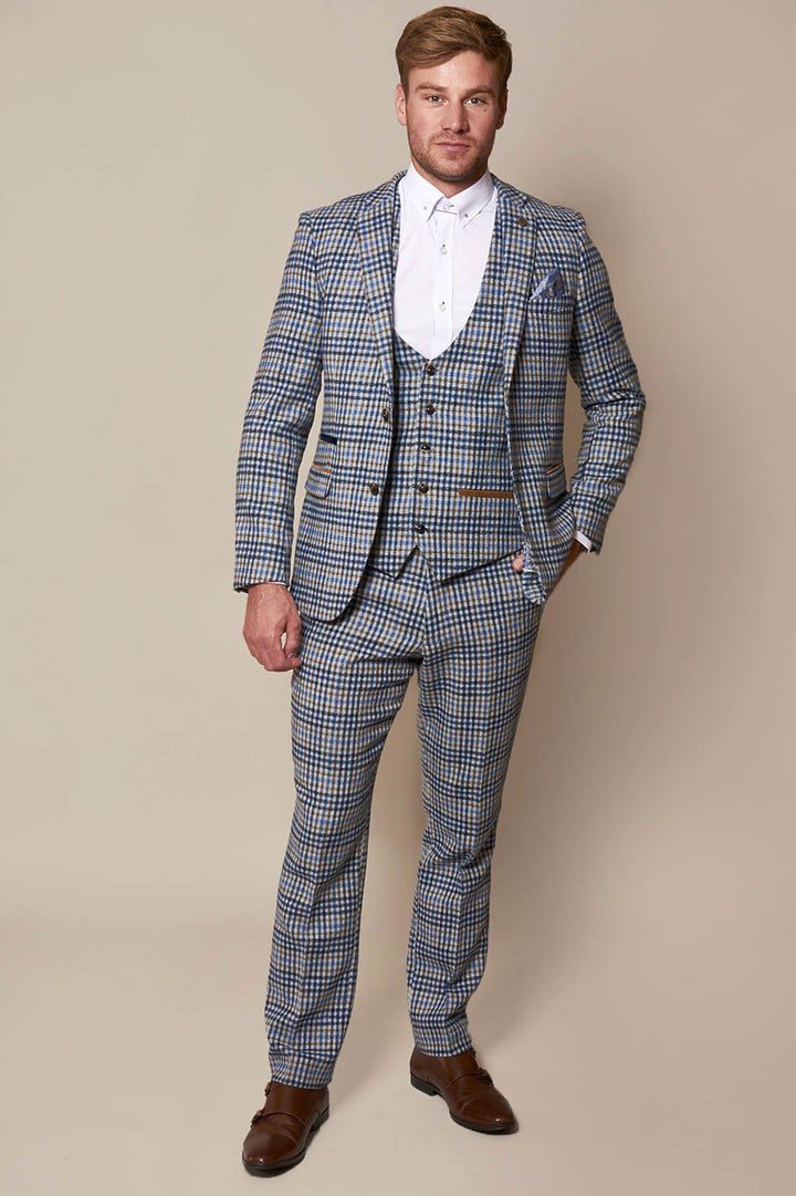 Watson Blue Tan Tweed Check Suit