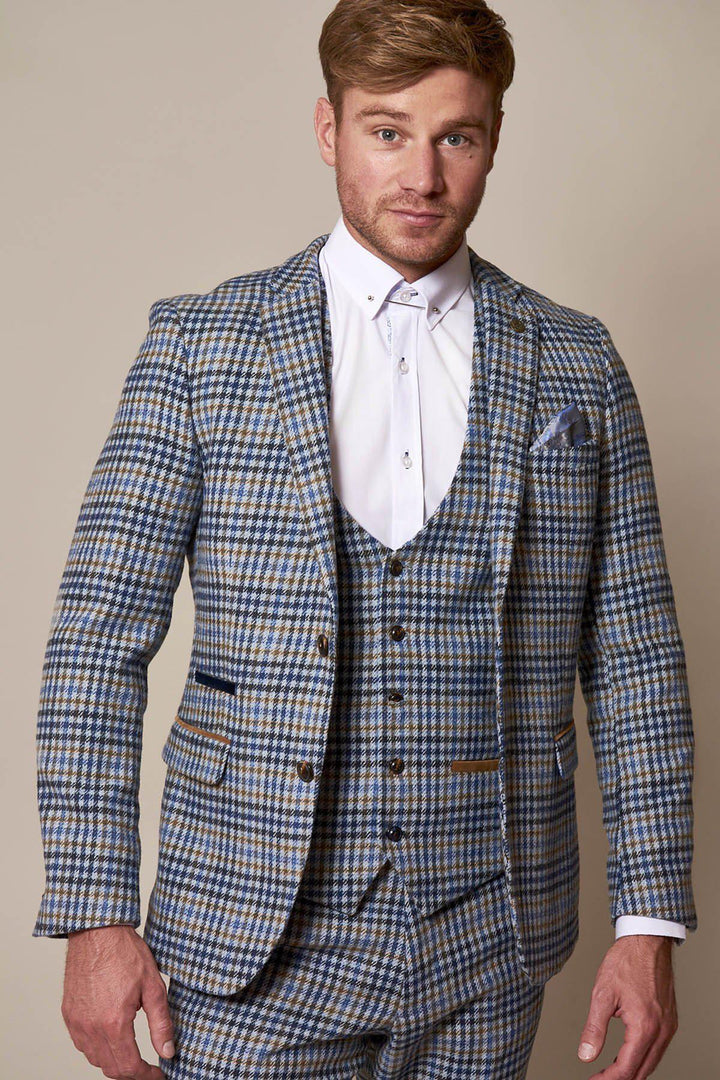 Watson Blue Tan Tweed Check Suit