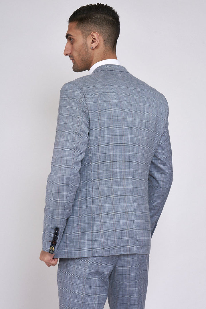 York Powder Blue Three Piece Check Suit