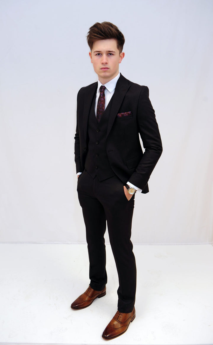 Jack Doyle Dark Wine Suit With Single Breasted Waistcoat