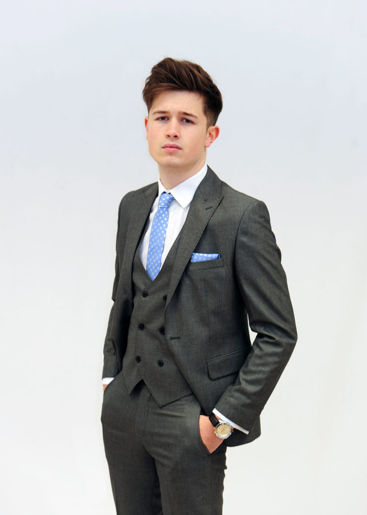 Jack Doyle Grey Twill Suit With Single Breasted Waistcoat