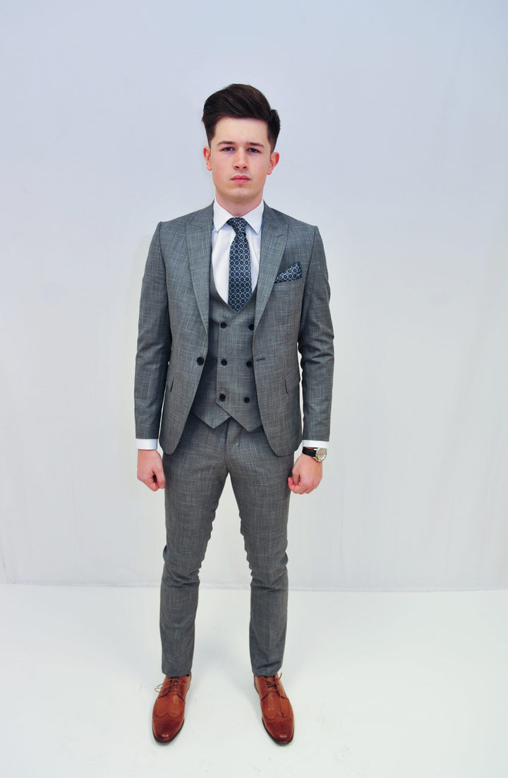 Jack Doyle Light Grey Suit With Double Breasted Waistcoat