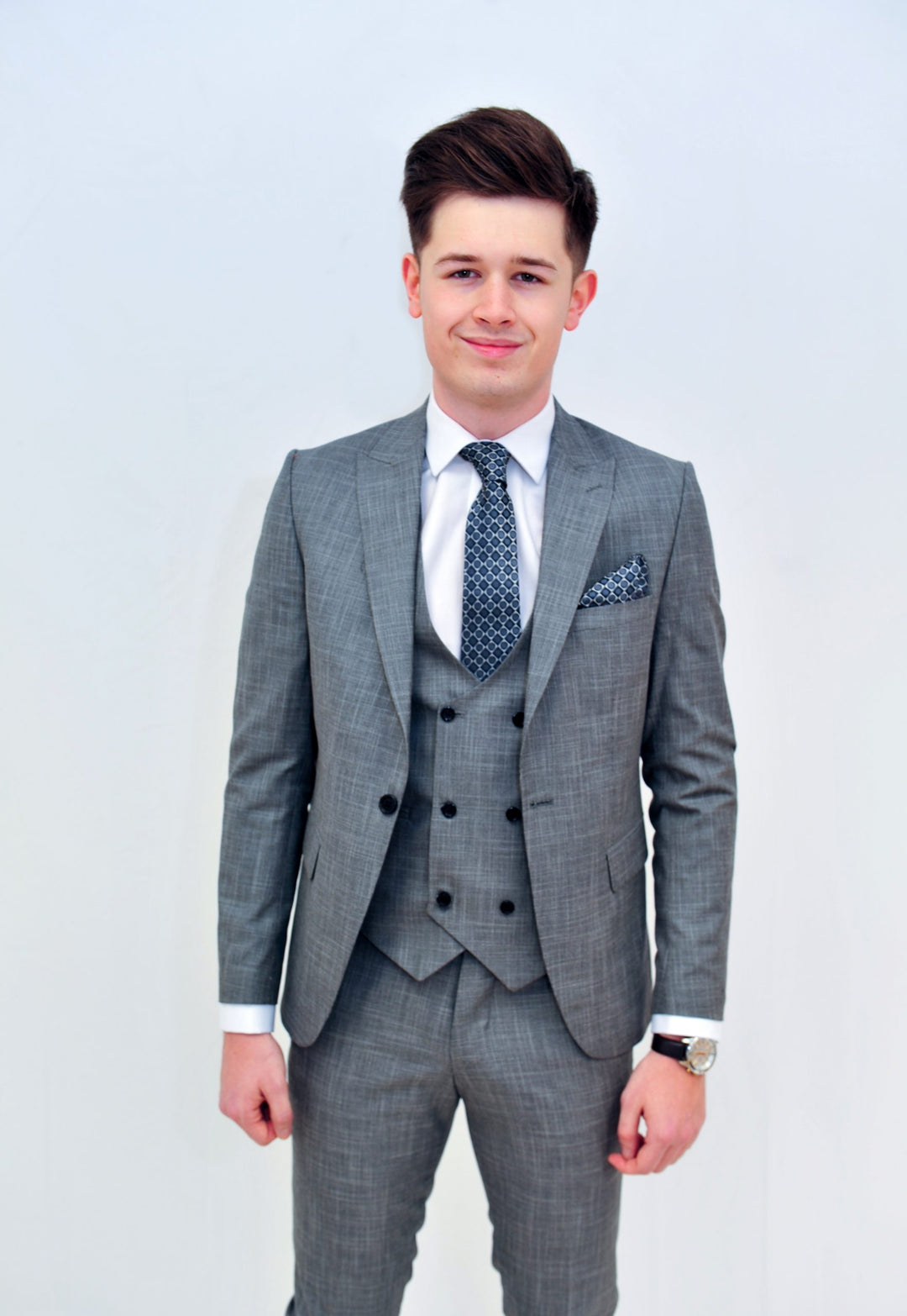 Jack Doyle Light Grey Suit With Double Breasted Waistcoat