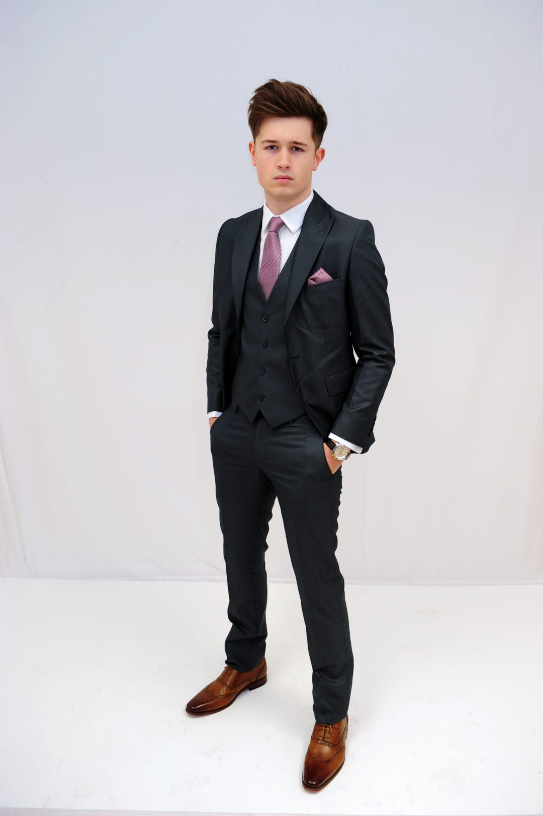 Jack Doyle Mid Grey Suit With Single Breasted Waistcoat