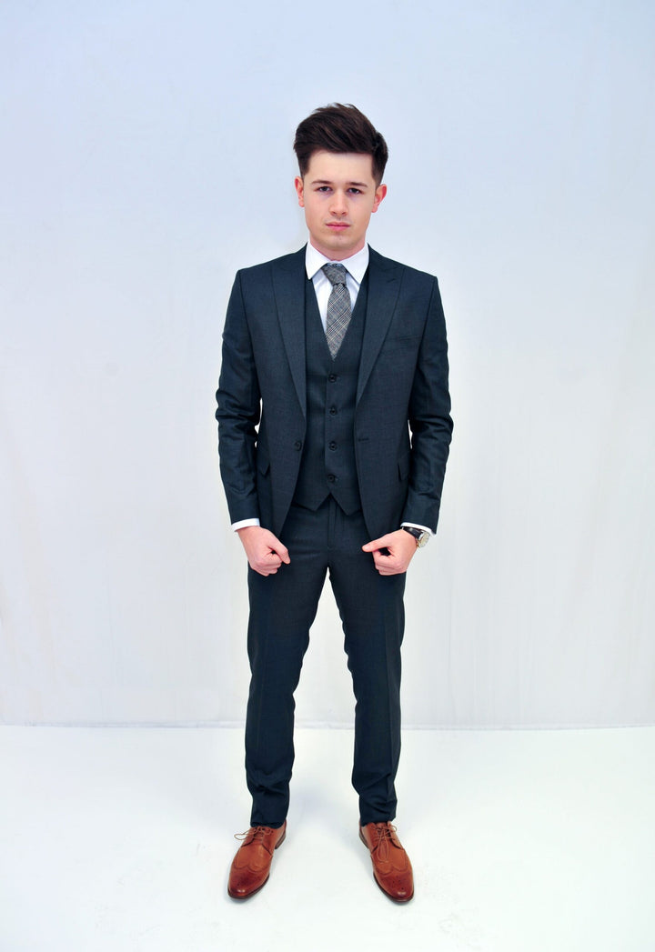 Jack Doyle Navy Subtle Check Suit With Single Breasted Waistcoat