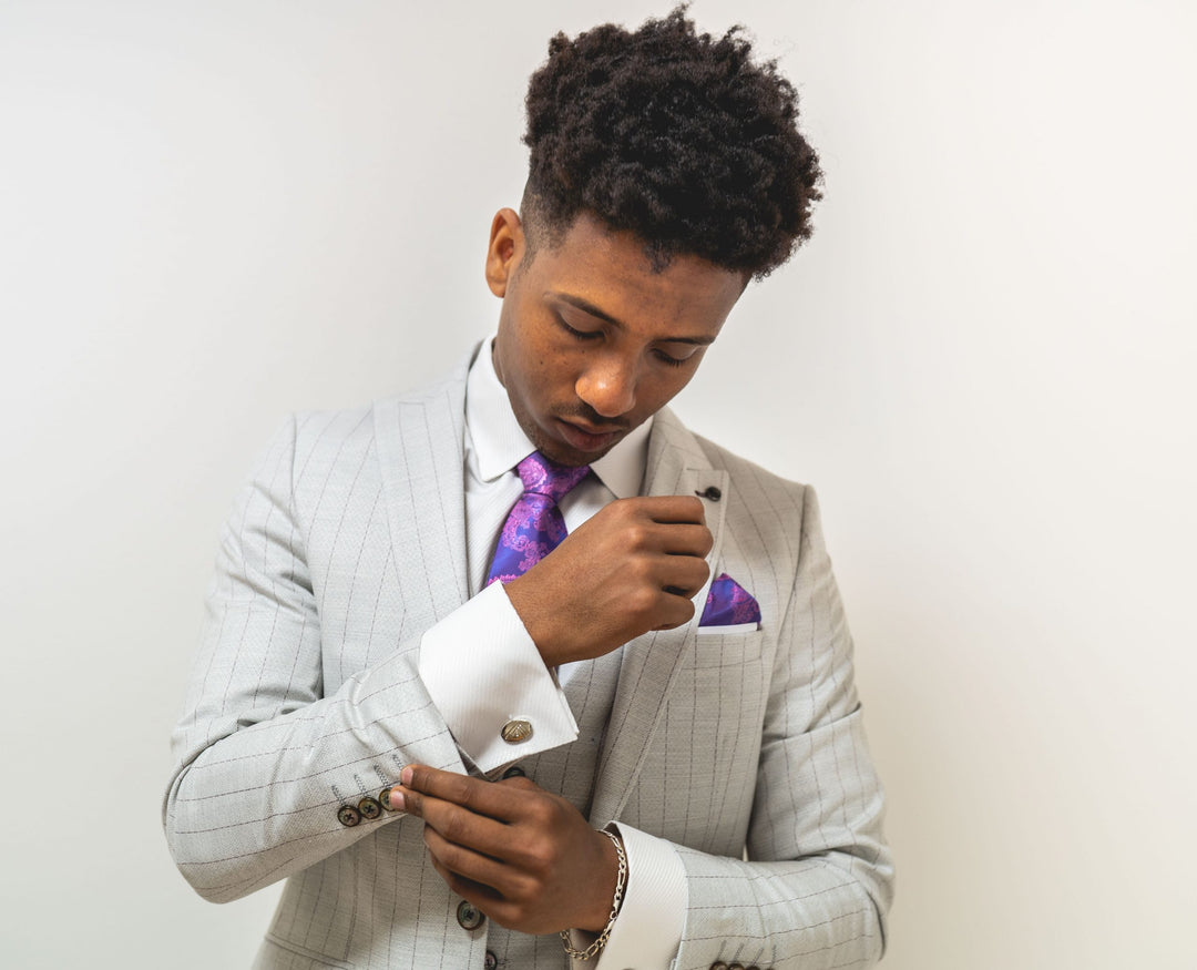 Light Grey Pinstripe Three Piece Suit with Single Breasted Waistcoat