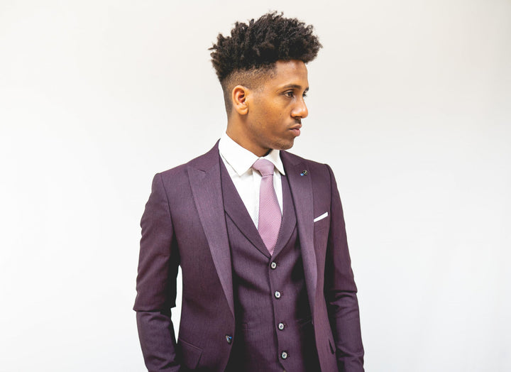 Wine 3 Piece Suit With Single Breasted Waistcoat