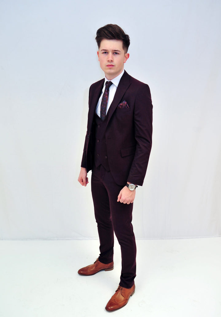 Jack Doyle Wine Suit With Double Breasted Waistcoat