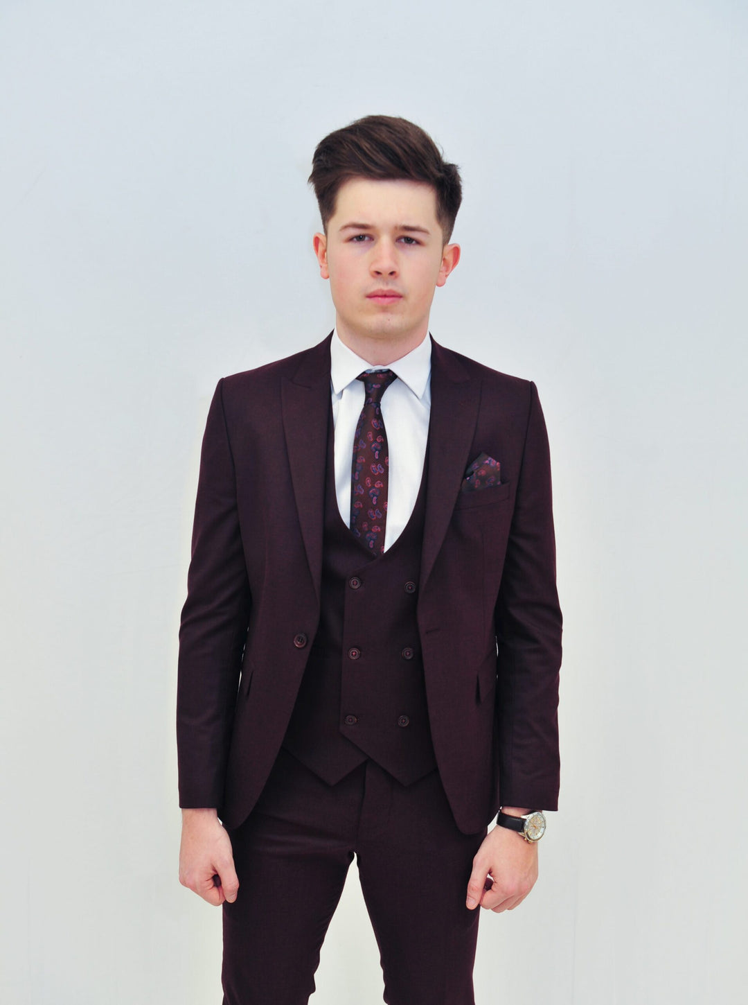 Jack Doyle Wine Suit With Double Breasted Waistcoat