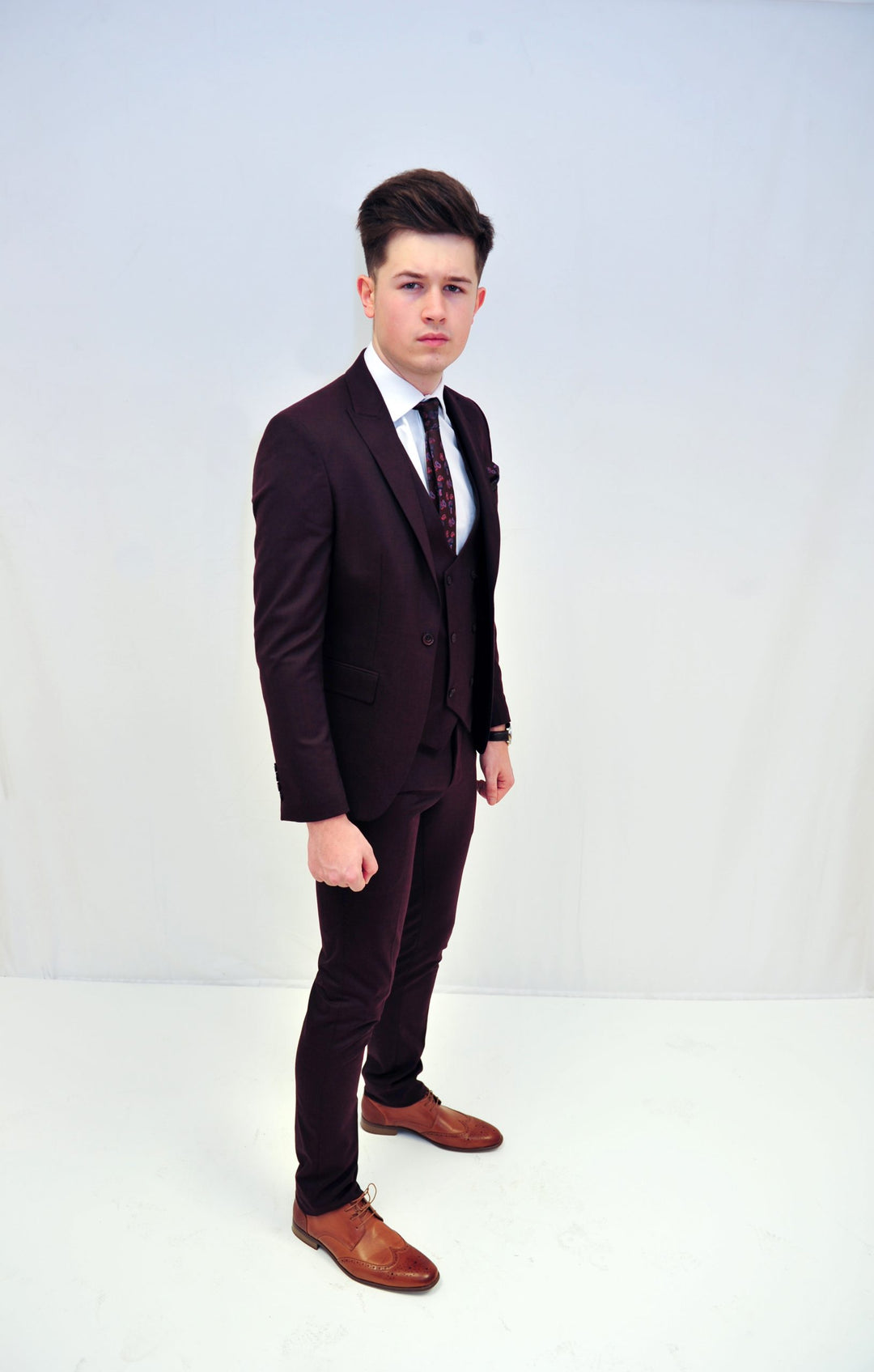 Jack Doyle Wine Suit With Double Breasted Waistcoat