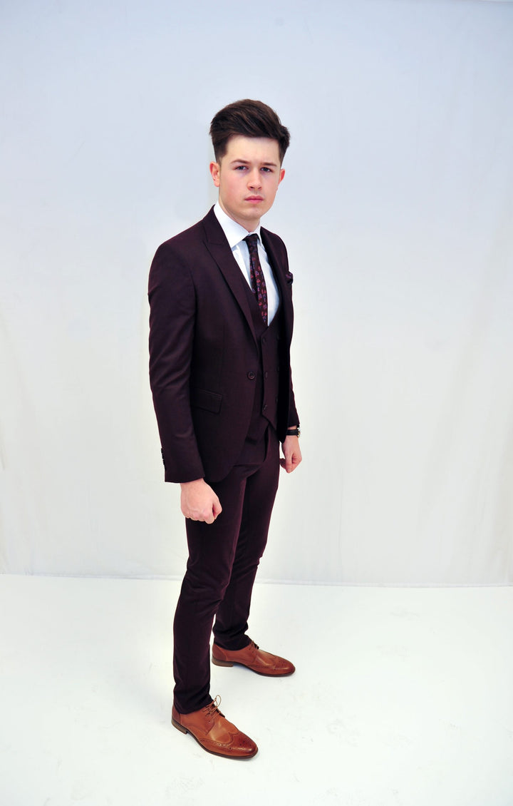Jack Doyle Wine Suit With Double Breasted Waistcoat
