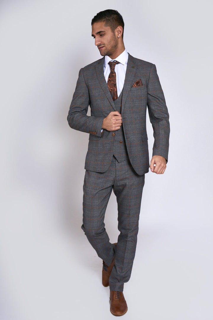 Jenson Grey Check Suit With Double Breasted Waistcoat