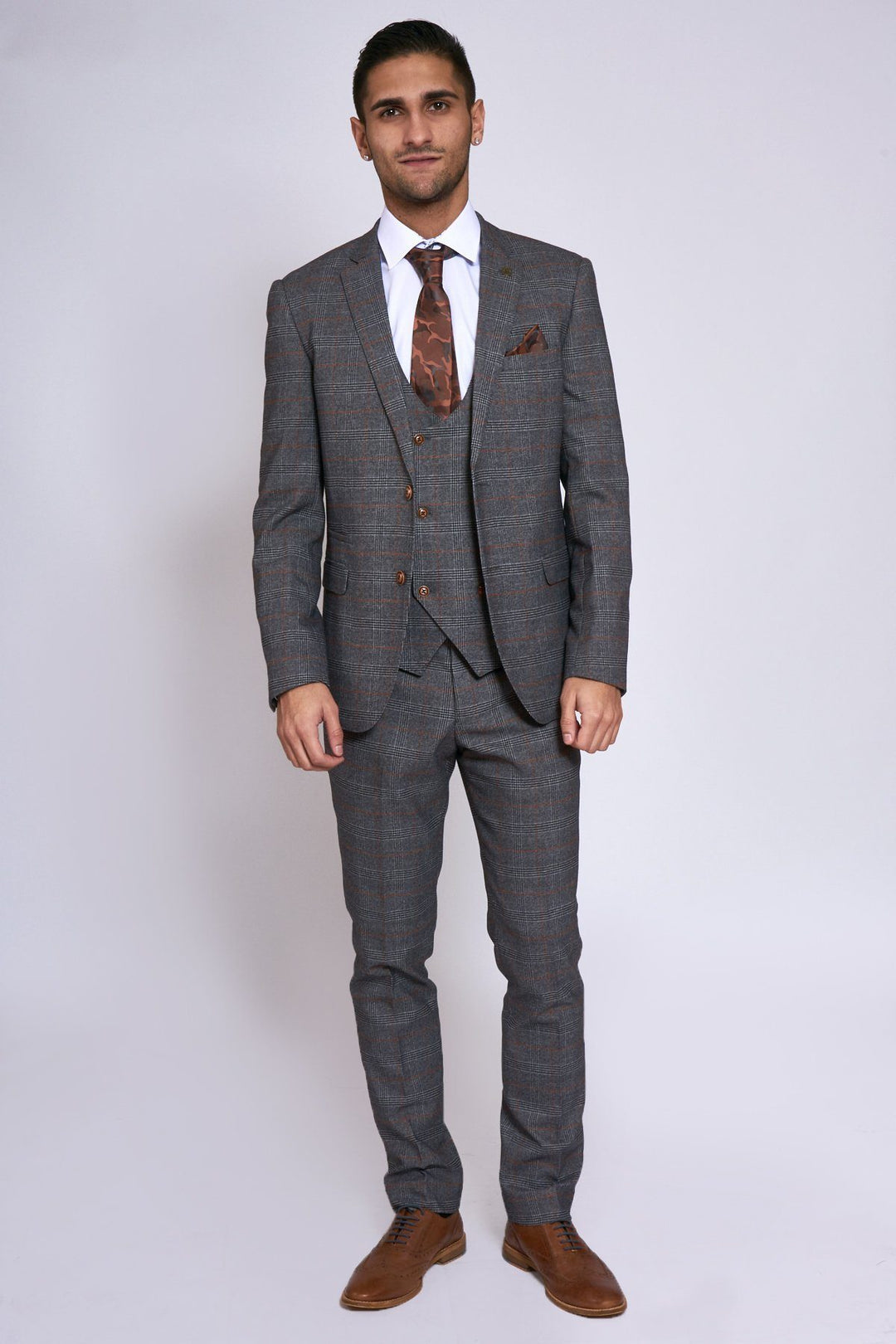 Jenson Grey Check Suit With Double Breasted Waistcoat