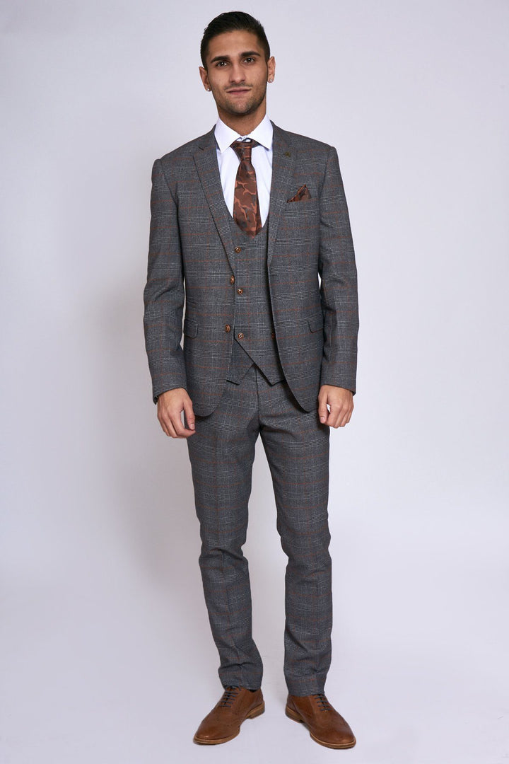 Jenson Grey Check Suit With Double Breasted Waistcoat