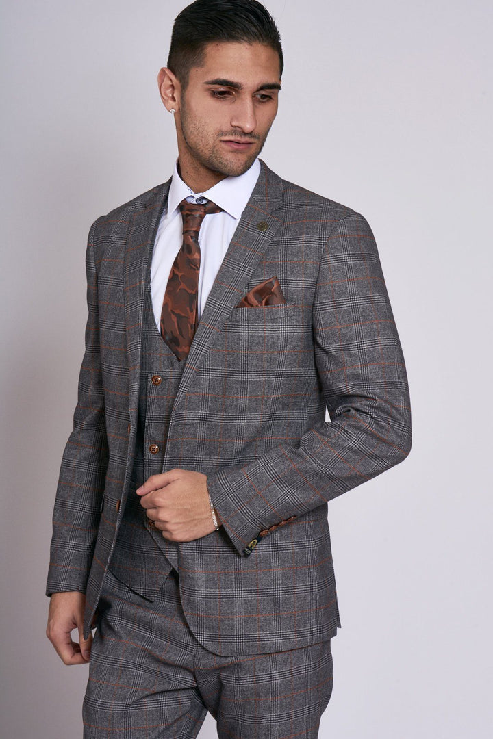 Jenson Grey Check Suit With Double Breasted Waistcoat