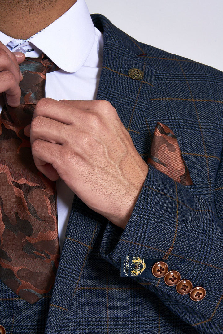 Jenson Marine Navy Check Suit With Double Breasted Waistcoat