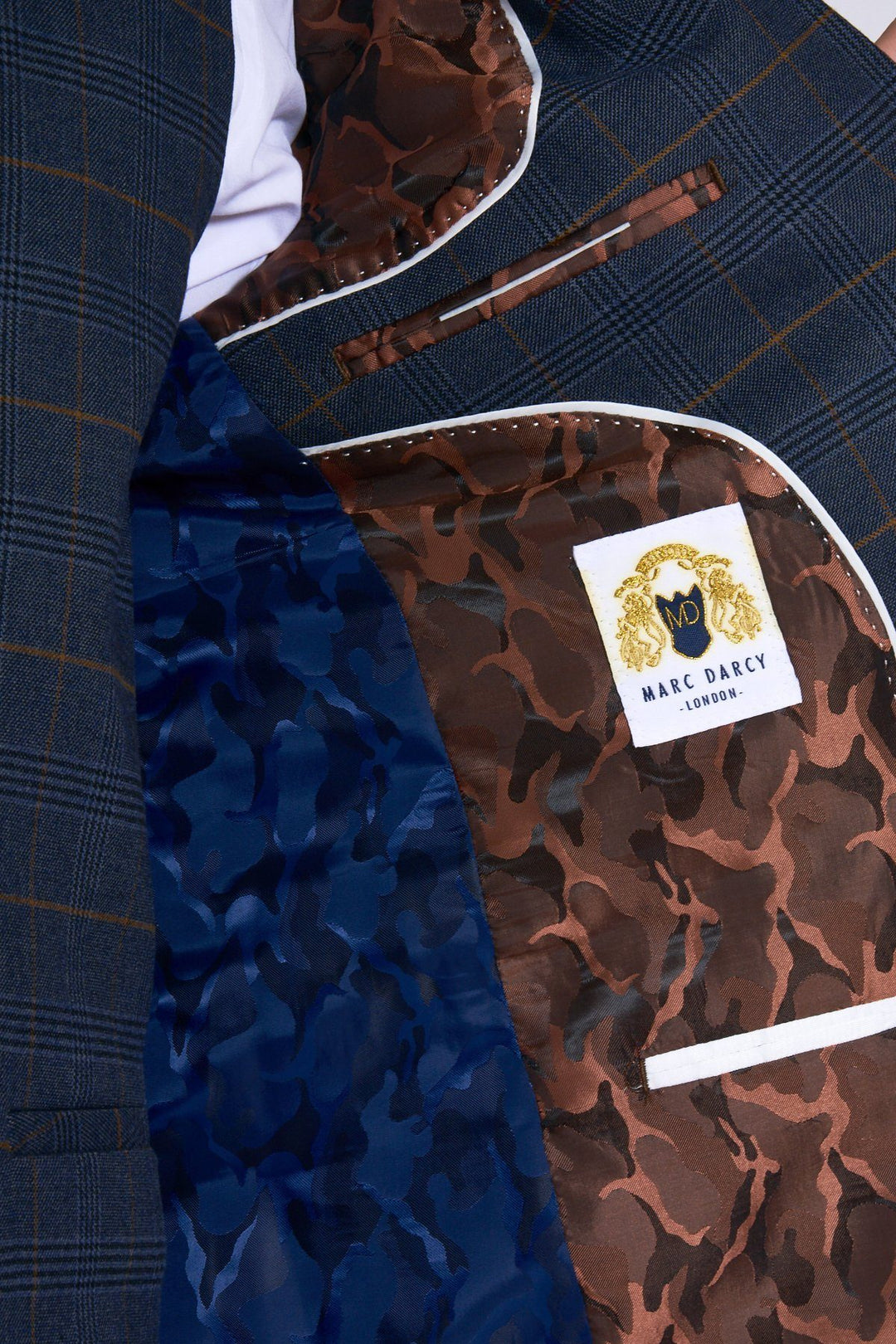 Jenson Marine Navy Check Suit With Double Breasted Waistcoat