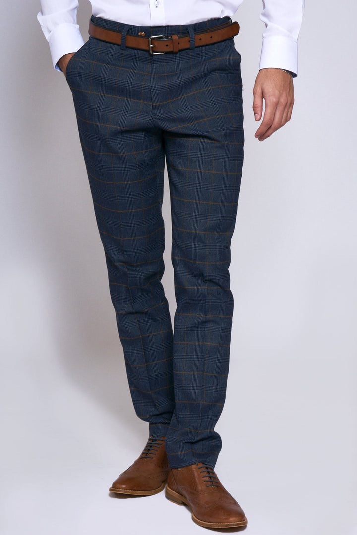 Jenson Marine Navy Check Suit With Double Breasted Waistcoat
