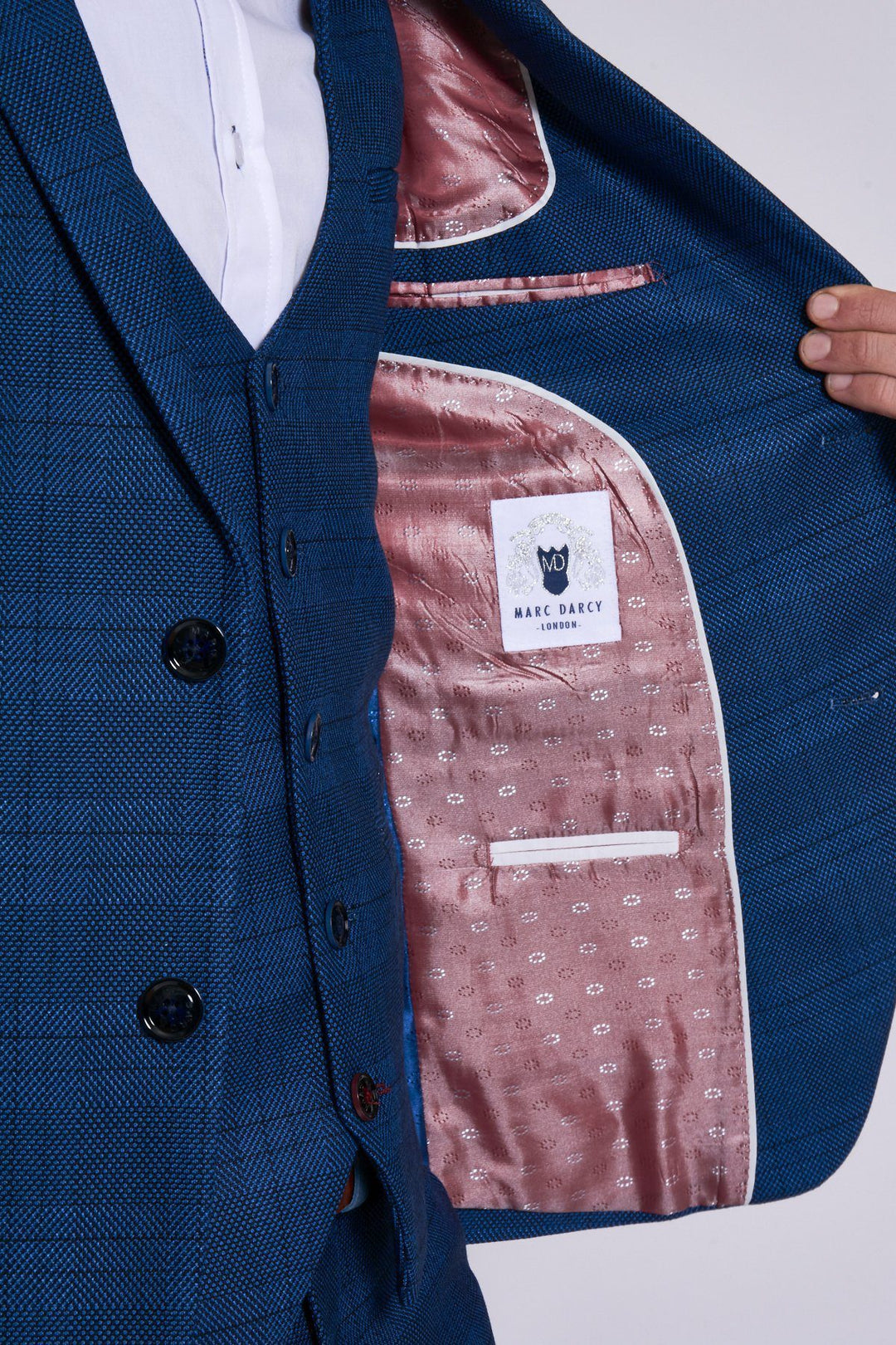 Jerry Blue Check Suit With Single Breasted Waistcoat
