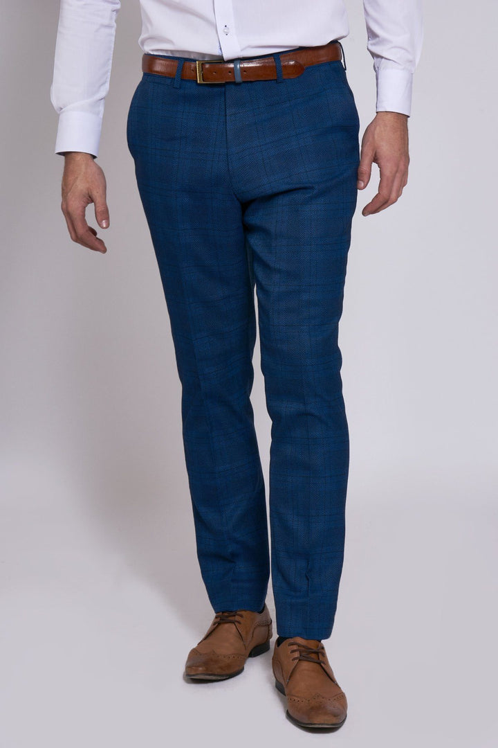 Jerry Blue Check Suit With Single Breasted Waistcoat