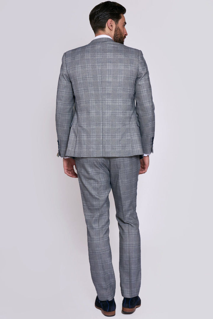Jerry Grey Check Suit With Single Breasted Waistcoat